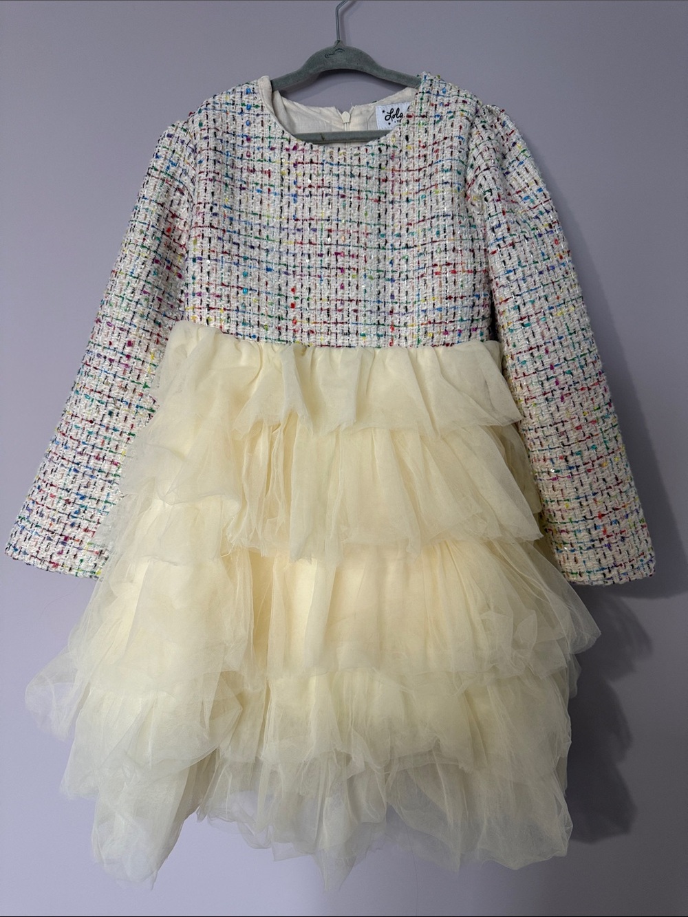 Lola + The Boys Ivy Rainbow Tweed and Tulle Dress - size 8 - like new!